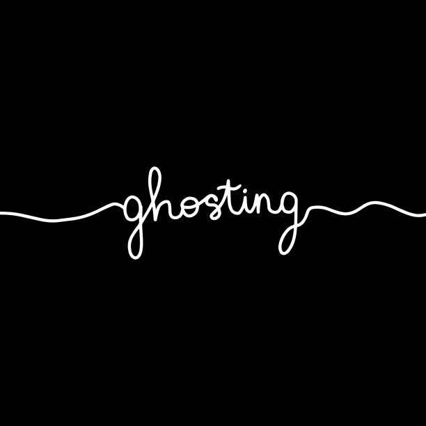 Ghosting hand drawn lettering white on balck background line Ghosting hand drawn lettering white on balck background line minimalism balck stock illustrations