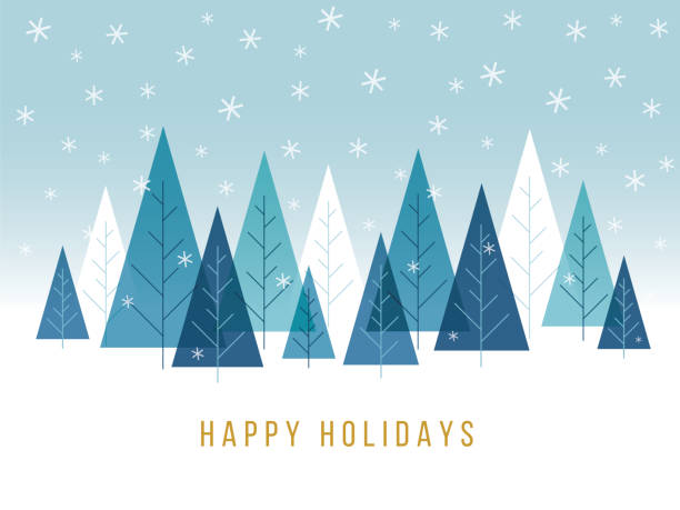 ilustraciones, imágenes clip art, dibujos animados e iconos de stock de fondo de navidad con árboles. - holidays