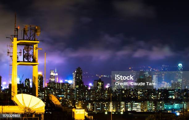 Rthk Hong Kong With Night Scene Stock Photo - Download Image Now - Broadcasting, City, Communications Tower