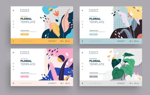 Vector illustration of Vector modern flat design. Landing page template . Modern flat Floral vector illustration concept for business web page, website.