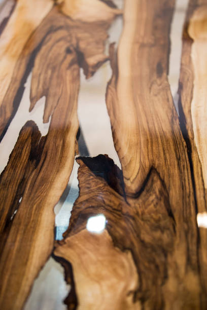 istock Texture of the table is made from solid wood treated with varnish and epoxy resin 1170330045