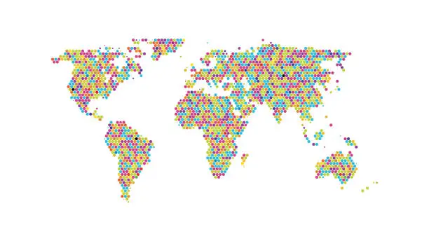 Vector illustration of Colorful halftone map