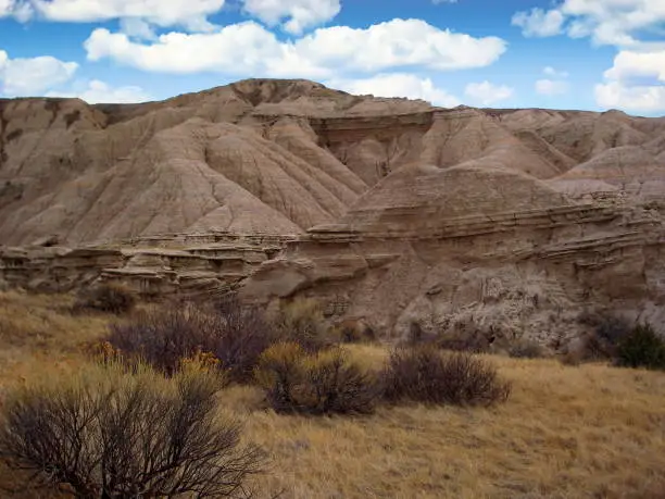 Rugged terrain and landscape in the Toadstool Geologic Park, Nebraska, USA