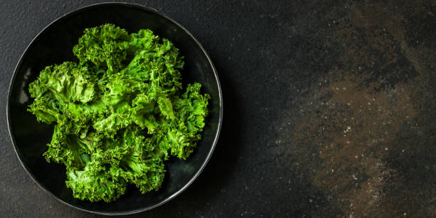 istock lettuce (Lollo Lettuce green salad) menu. top food background. copy space 1170339688