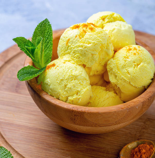 istock Artisanal ice cream with turmeric (Golden ice cream). 1170340569