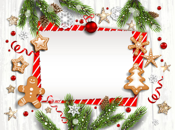 karta szablonu białego drewna - christmas card christmas greeting card christmas ornament stock illustrations