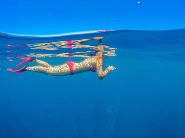 istock Woman floating on beach. 1170344808