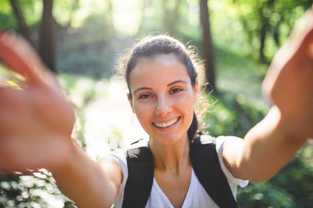 istock Woman selfie on the mountain 1170347284