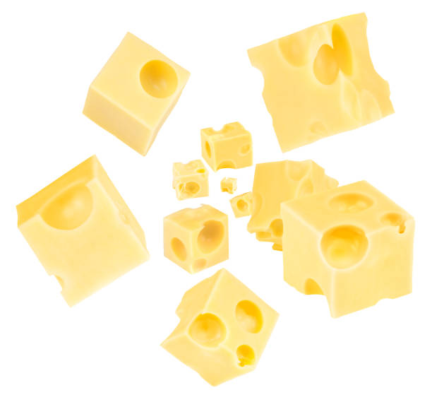 istock Falling cubes of cheese isolated on white 1170348278