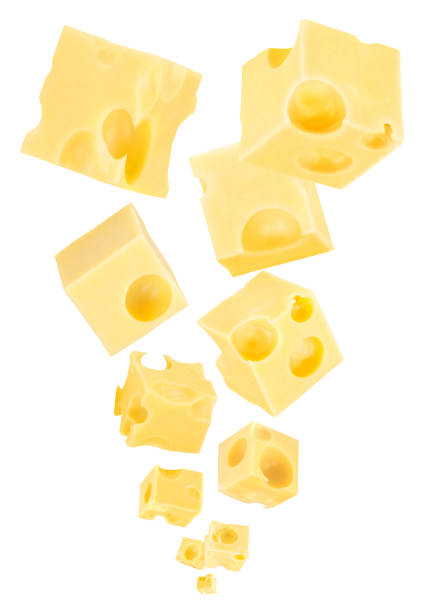 istock Falling cubes of cheese isolated on white 1170348280