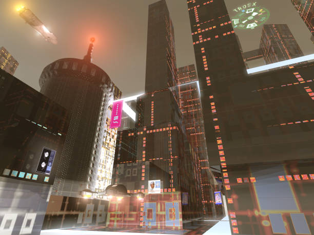 istock Futuristic city at night 1170348310