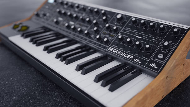 istock Analog classic synthesizer on asphalt. 3d render illustration. 1170348792