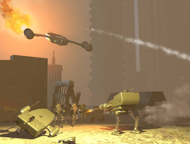 istock Futuristic urban battle 1170351653