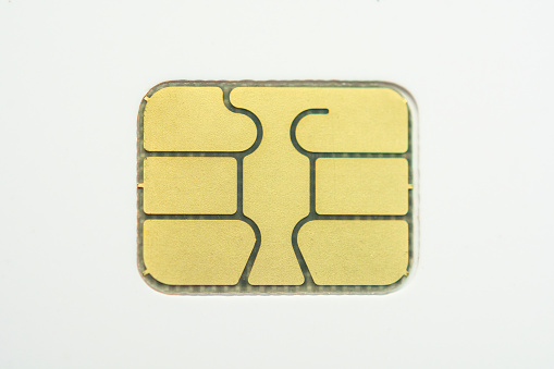 Close up of credit card micro chip
