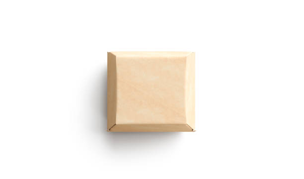 Blank craft burger box mock up, isolated, top view,