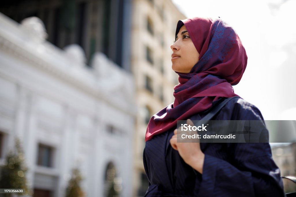 Young muslim woman travelling Saudi Arabia Stock Photo