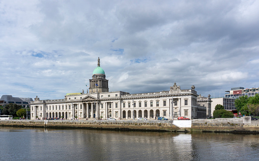 The Custom House on the north bank of the River Liffey.Dublin, Ireland. Designed by James Gandon, it opened in 1791.