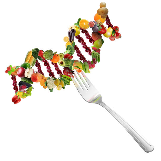 istock Nutrigenetics concept veggies and fruits DNA Strand on the fork 1170357605