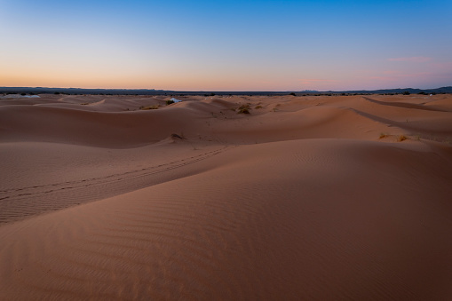 View of the Merzouga Dunes in the Sahara Desert in Morocco