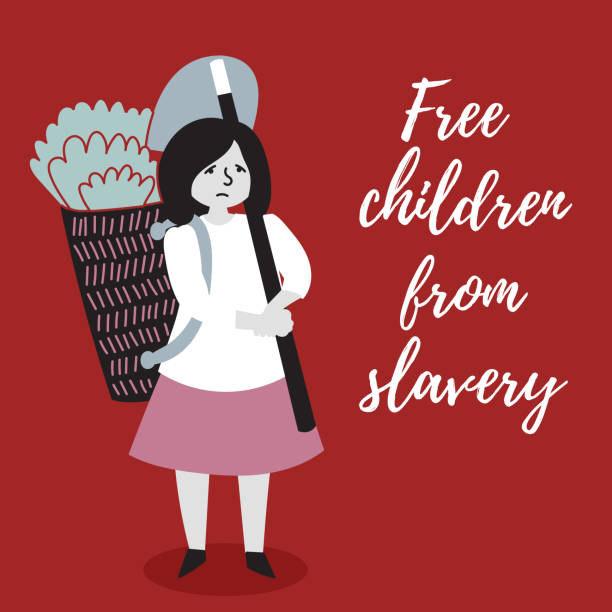 The girl is harvesting. The slave trade of children. Child abuse The girl is harvesting. The slave trade of children. Child abuse. Editable vector illustration child labor stock illustrations