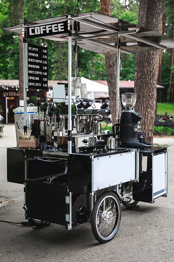 Barista bike - movable coffee shop on the city street