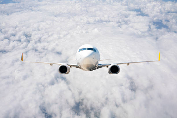 istock Passenger jet airplane flying above clouds 1170361778