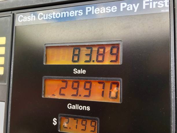 istock Display on gas pump showing dollars and gallons 1170362342