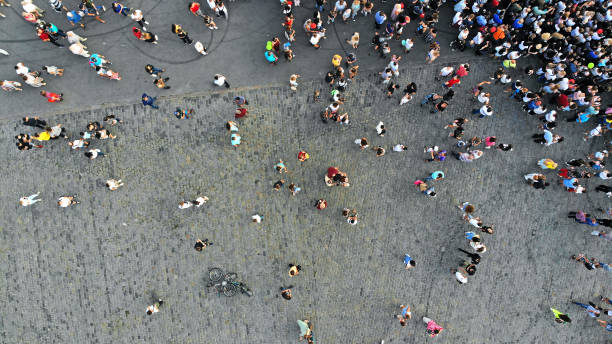 istock View from the drone of people crowd on paving stone 1170365459