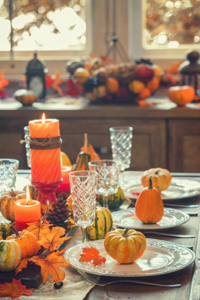 istock Thanksgiving Dining Table Place Setting with Autumn Decoration 1170369457