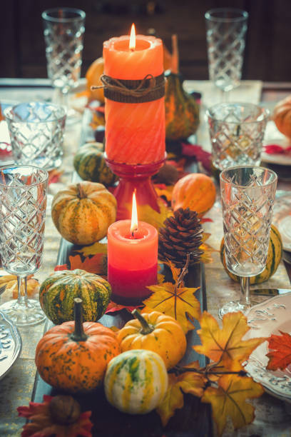istock Thanksgiving Dining Table Place Setting with Autumn Decoration 1170369685