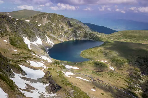 Photo of The Kidney glacial lake view from vantage point on Rila mountain