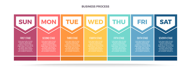 Business Infographics Weekly Task Scheduler Chart With Seven Options ...