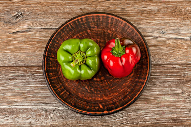 Vibrant stack of red peppers.
