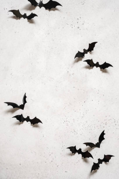 istock halloween decoration concept - black bats on white background 1170382631