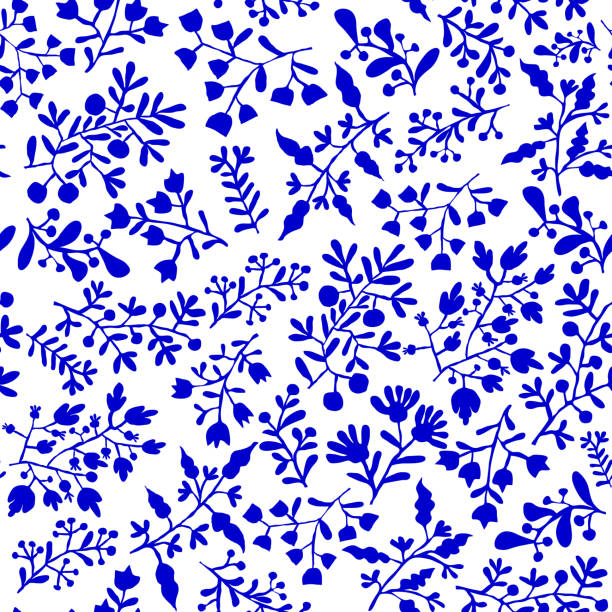 꽃 블루 보헤미안 타일입니다. 벡터 타일 패턴, 리스본 아랍어 꽃 모자이크, 지중해 원활한 장식품, 기하학적 민속 장식품. 부족 민족 벡터 텍스처입니다. - textile blue leaf paisley stock illustrations
