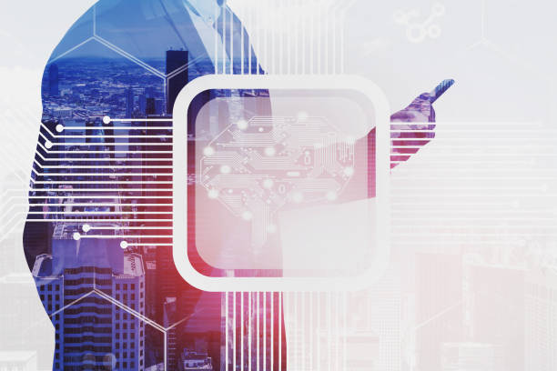istock Man with smartphone in city, AI concept 1170384193