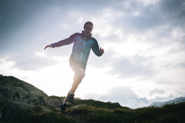 istock Trail runner bounds along mountain meadow in the morning 1170399421