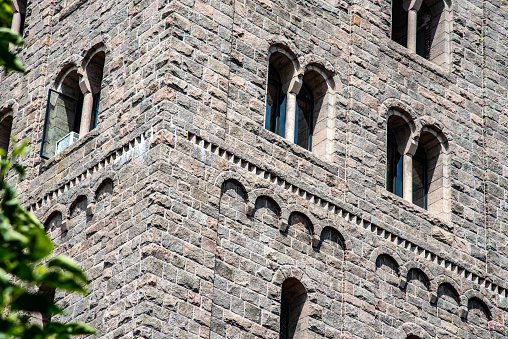 NEW YORK CITY, NY, USA - JULY 3RD 2019 - Facade of a Medieval complex in Washington heights in Manhattan (NYC)