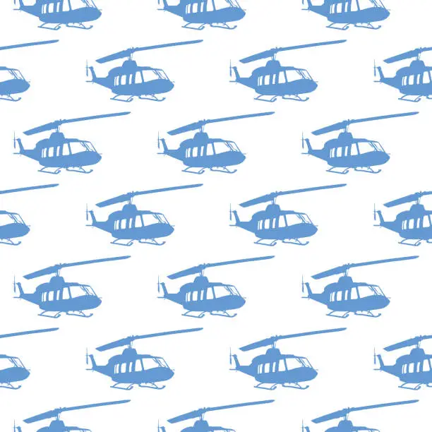 Vector illustration of Retro Helicopters Seamless Pattern 2