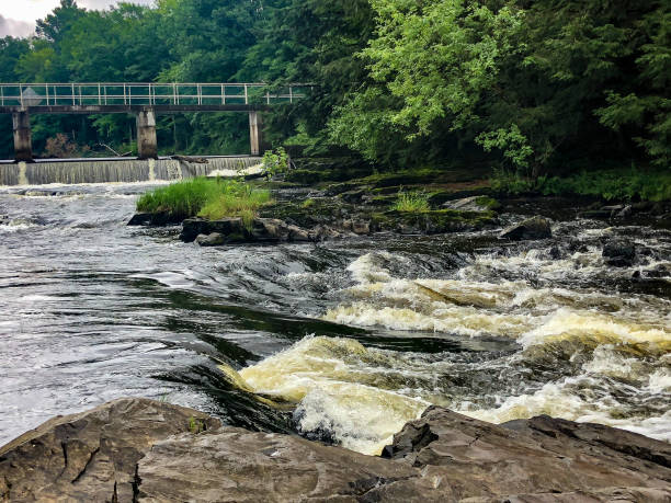 istock River rapids by dam at Dells of Eau Claire 1170419868