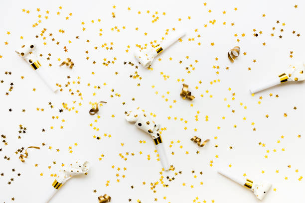 istock Celebration background - party accessories in golden colors. 1170420869
