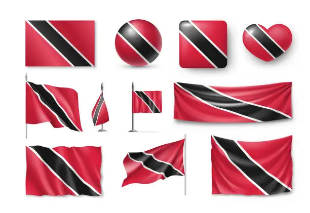 Vector illustration of Various flags of Trinidad and Tobago country