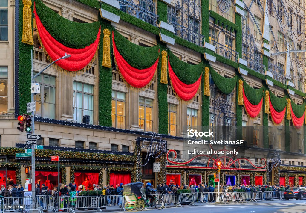 Christmas Decorations Red Ribbons Wreaths And Lights On The ...