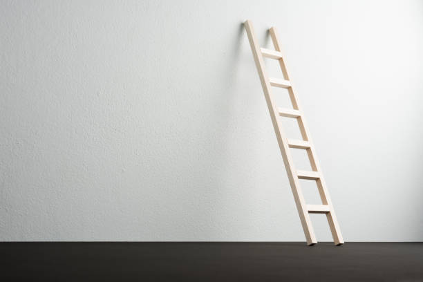 istock Wood staircase on wall texture background  business growth concept photo object design 1170432019