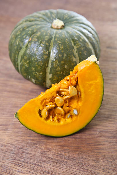 japanese pumpkin kabocha, whole and sliced