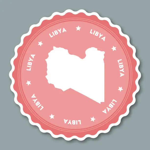 Vector illustration of Libya sticker flat design.