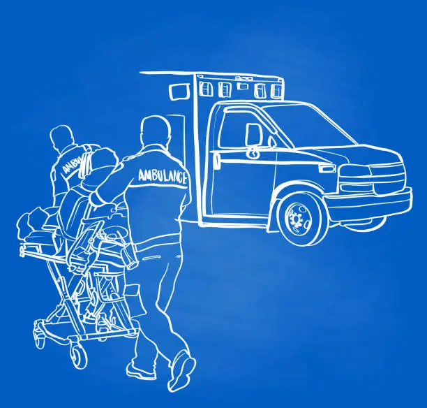 Vector illustration of Paramedics At Work Chalkboard