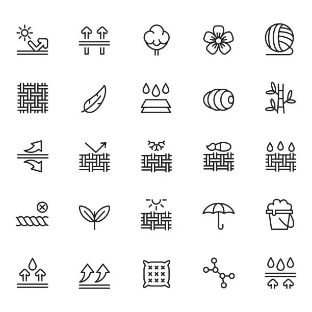 Vector illustration of Fabric feature icon set