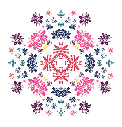 Ilustración de Ornamento Floral Patrón De Flores Simétricas Para Bufandas  Almohadas Alfombras Vector y más Vectores Libres de Derechos de Alfombra -  iStock