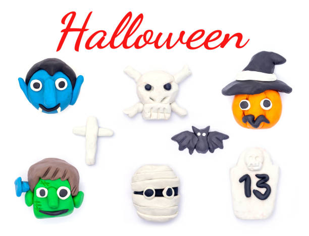 istock Play dough Dracula and Pumpkin and Mummy Monster halloween on white background 1170442802